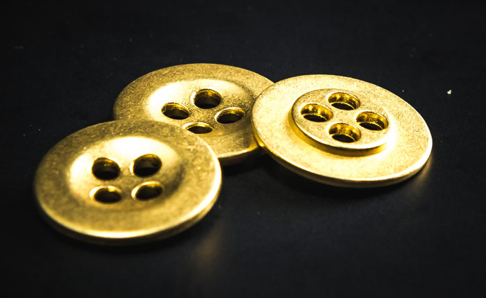 Button cover, imitation nickel-plated brass, 18mm round. Sold per